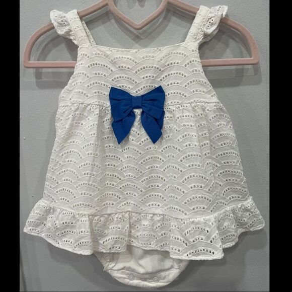 Janie and Jack Eyelet Ruffle White Romper 6-12 Months - Picture 2 of 7